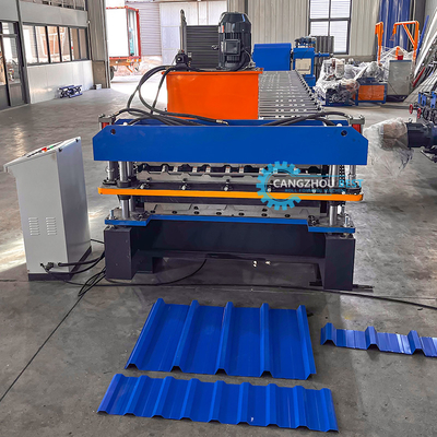 Machine de formage de rouleaux de tôles de toiture en acier à double couche ondulée et trapézadienne de couleur