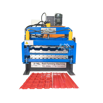 Puissance hydraulique 5,5 kW Couleur de toiture à double couche IBR Carreaux ondulés Machine de formage de rouleaux