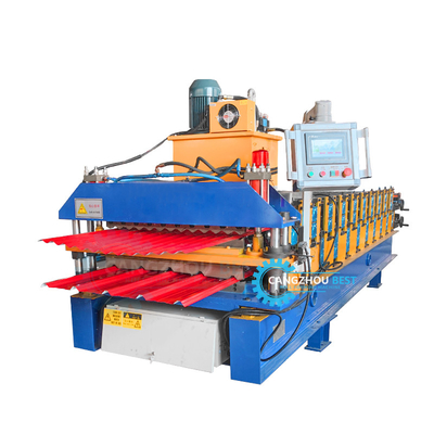 1000 mm largeur de bobine IBR tôle profilé en acier ondulé machine de formage de rouleaux à double couche