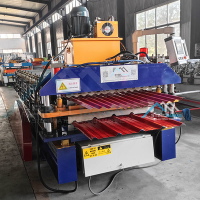 Machine de formage de rouleaux de toits en acier à double couche avec une puissance de 5,5 kW et 15-16 stations