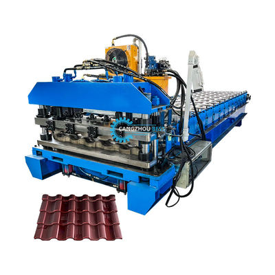 Construction de toits de tuiles de longue durée 22 étapes Rouleaux Roof Tile Roll Forming Machine avec lame Cr12