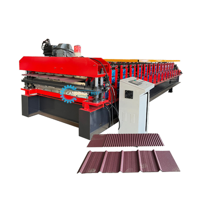 USA Design PLC contrôle automatique de coupe à double couche de la feuille de toit de rouleau formant machine