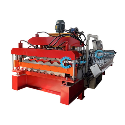 Largeur de bobine 1220 mm Carreaux de toit et feuille de toit trapézodial Machine de formage de rouleaux de toit à double couche