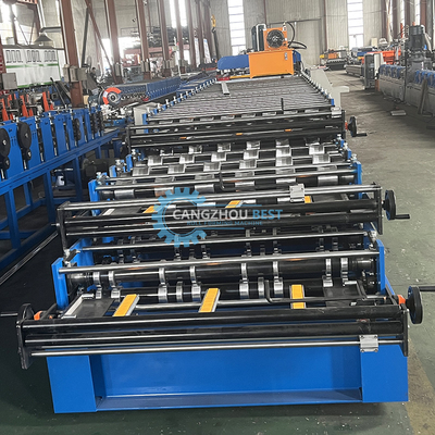 Machine de formage en rouleaux de tôle de toit trapézodial à trois couches ondulées