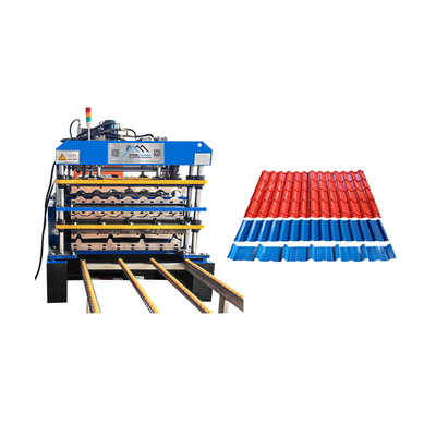 Machine de formage de rouleaux de toiture en acier à profilés personnalisés à haute vitesse à trois couches