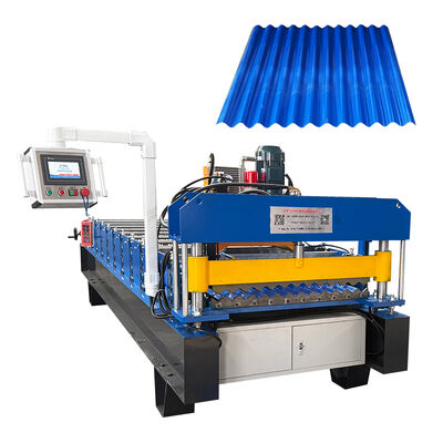 PLC Controlled Hydraulic Cutting Roll Forming Machine for Corrugated Roofing Sheets at 8-12m/min