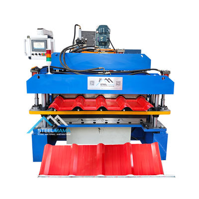 Machine de formage de rouleaux de tôles de toiture à double profilé contrôlée par PLC pour la production